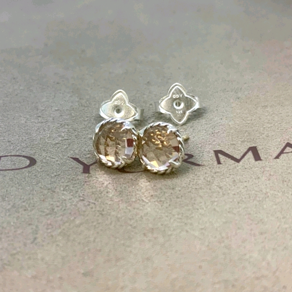 David Yurman Châtelaine Stud Earrings Morganite